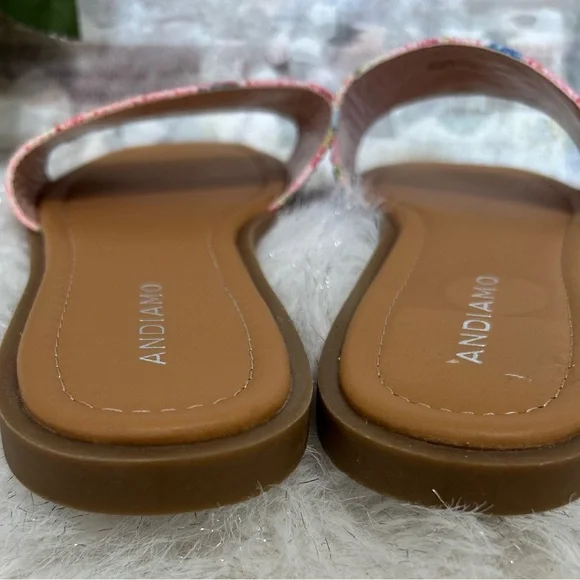 Embellished Pink Floral Slide Sandals - Picture 3 of 6